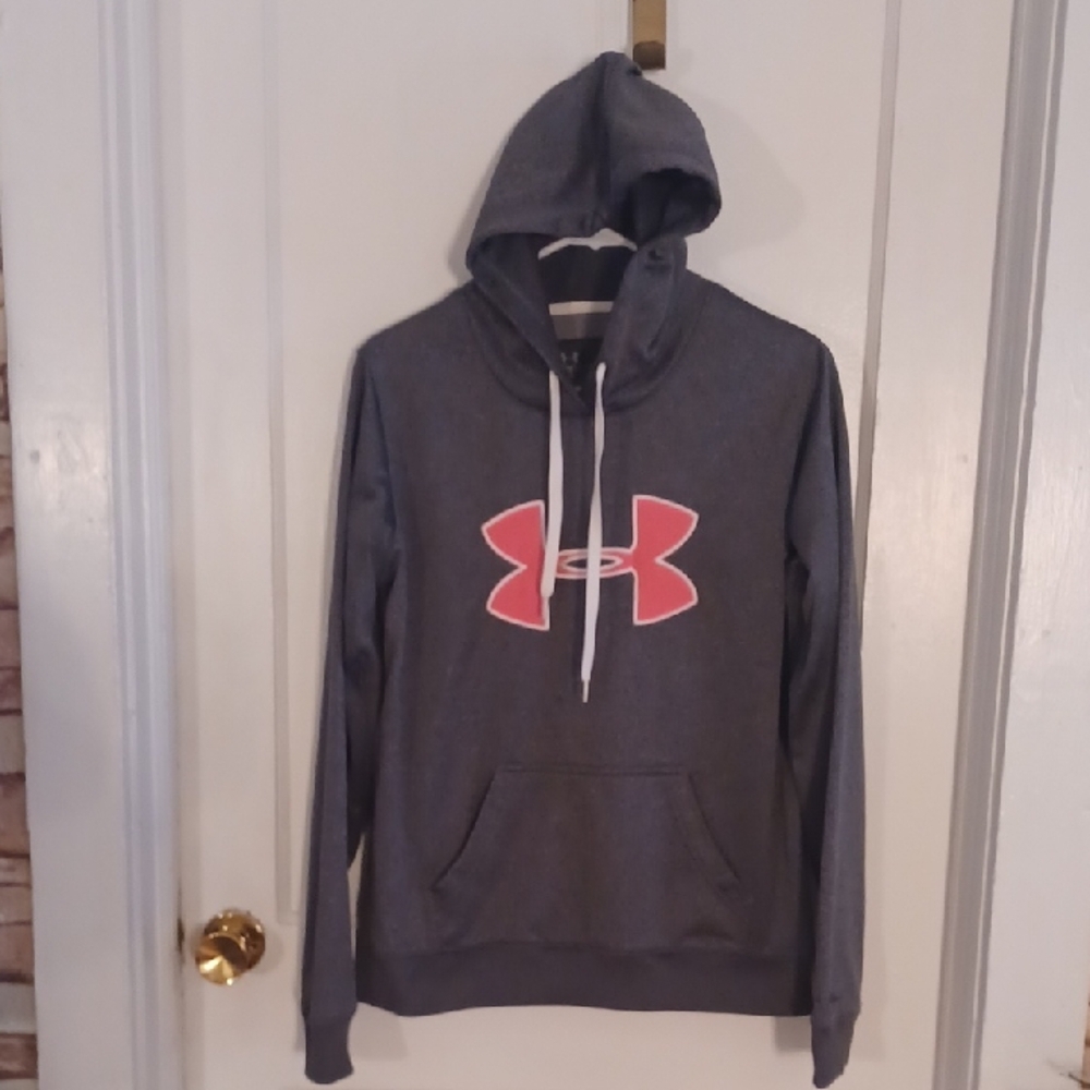 Under Armour Charcoal Hoodie with Pink Logo Women's Size Large